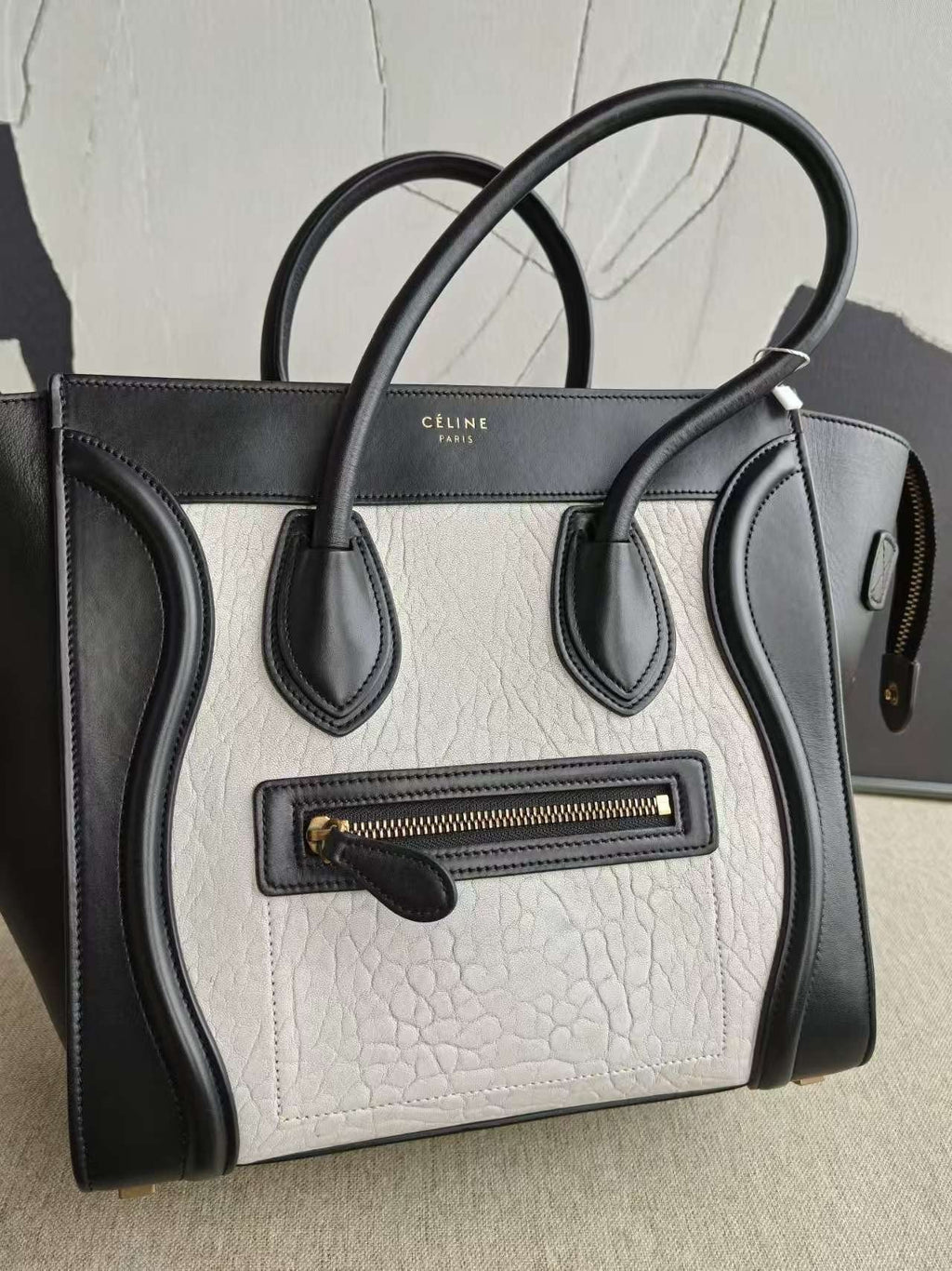 Celine Luggage Micro Tote Bag Black Leather