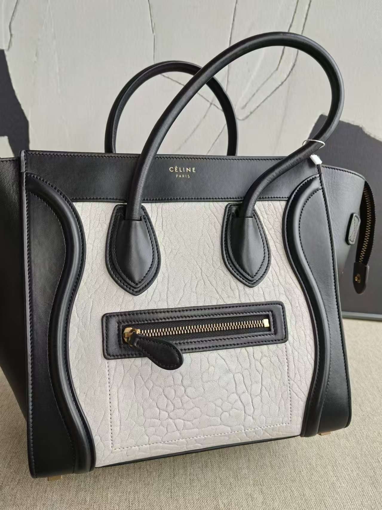 Celine Luggage Micro Tote Bag Black Leather