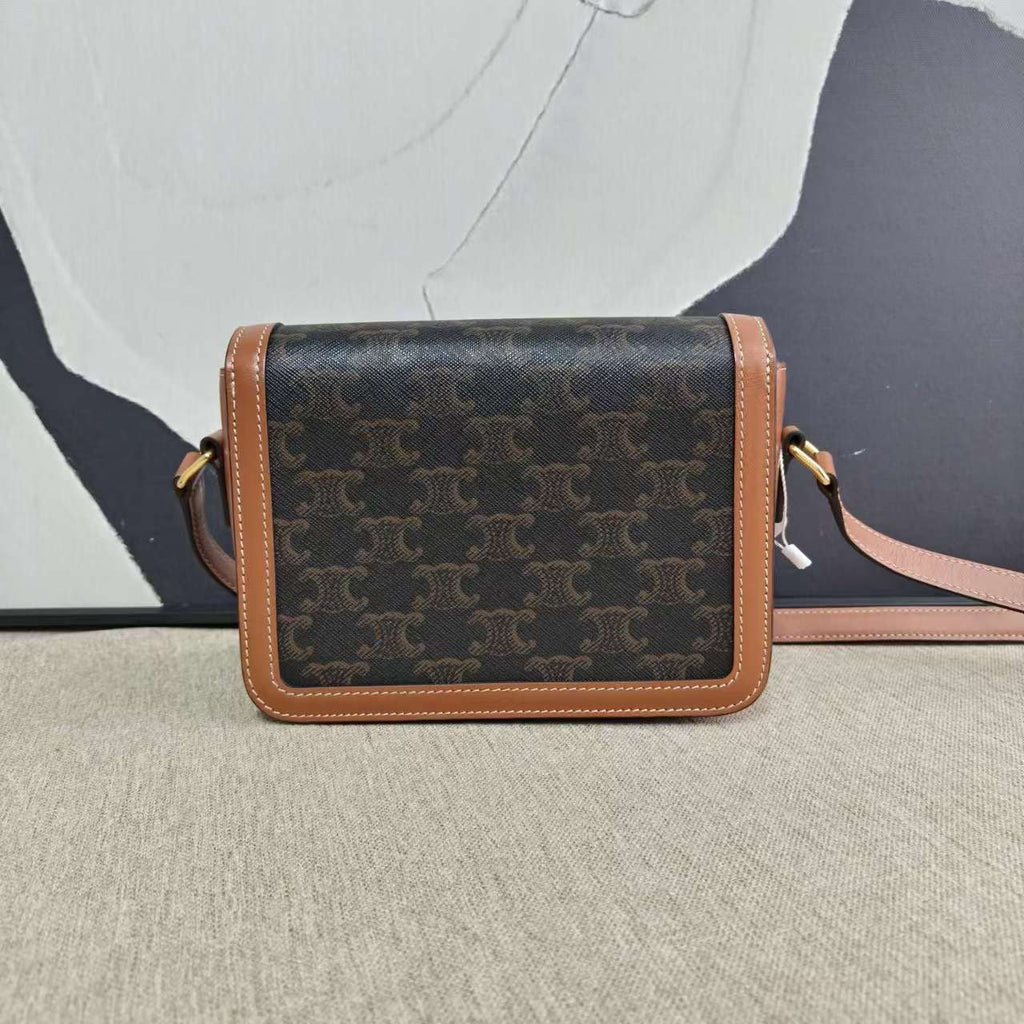 Celine Triomphe Teen Bag in Brown Canvas Shoulder Bag