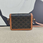 Celine Triomphe Teen Bag in Brown Canvas Shoulder Bag