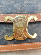 Celine Triomphe Teen Bag in Brown Canvas Shoulder Bag