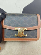 Celine Triomphe Teen Bag in Brown Canvas Shoulder Bag
