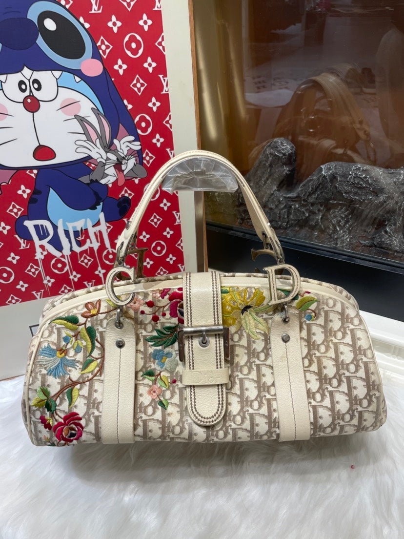 Dior Monogram Beige Satchel/Top Handle Bag