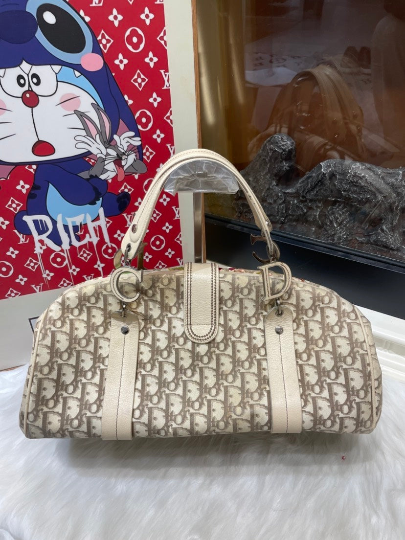 Dior Monogram Beige Satchel/Top Handle Bag