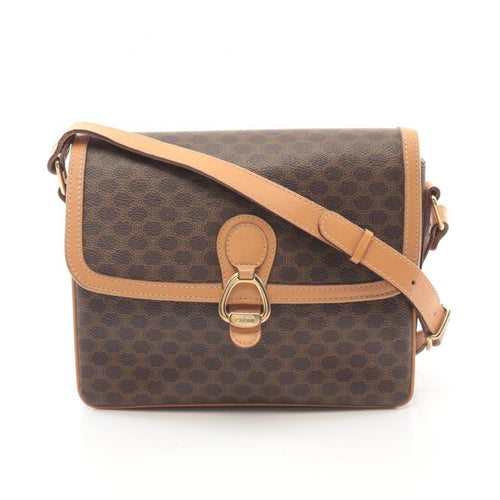 CELINE Macadam Shoulder Bag, Dark Brown/Light Brown PVC Leather