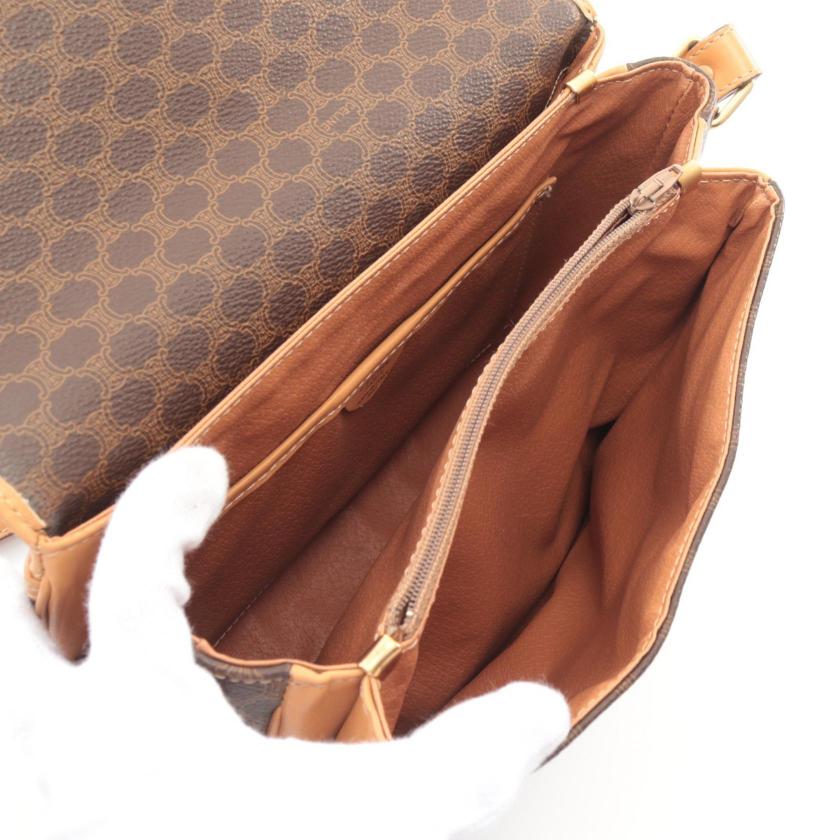 CELINE Macadam Shoulder Bag, Dark Brown/Light Brown PVC Leather