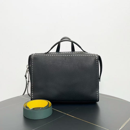 Fendi Black Leather Two-Way Bag -  Designer Handbag
