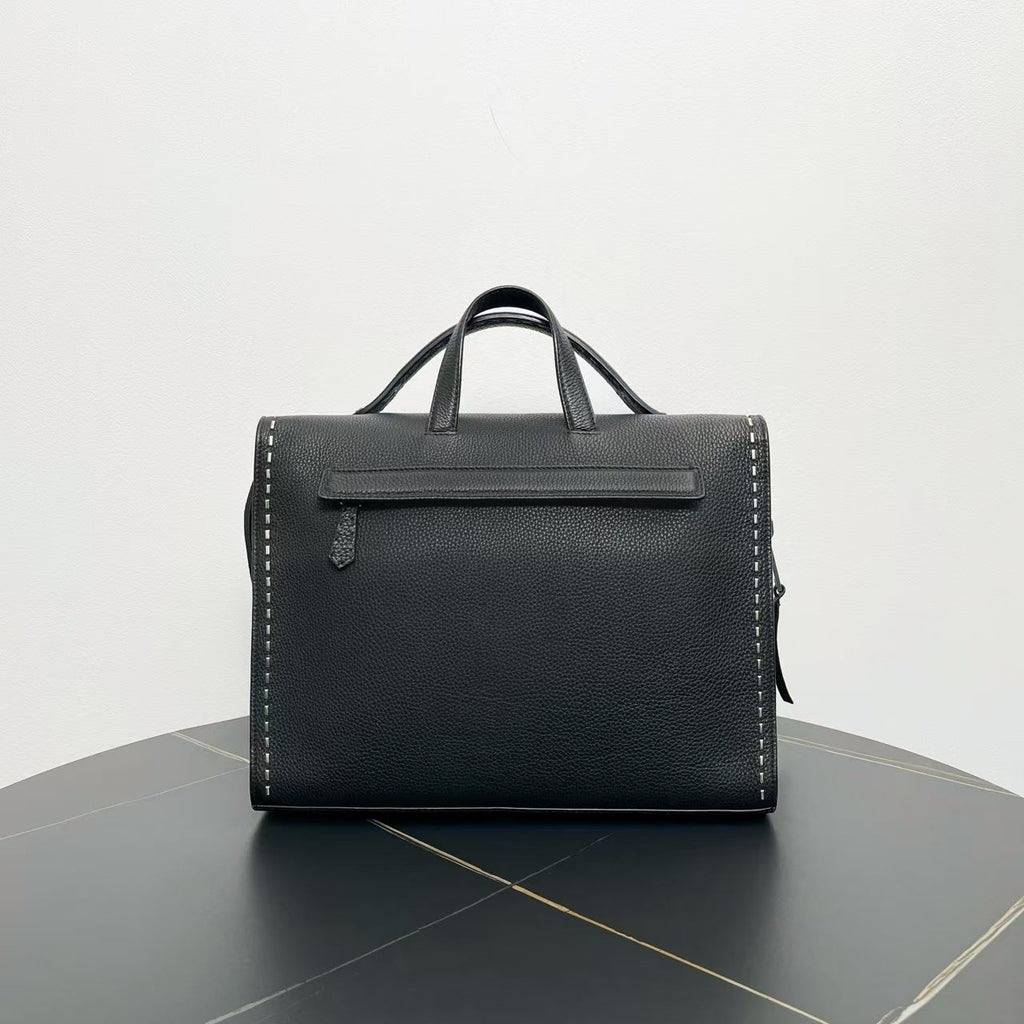 Fendi Black Leather Two-Way Bag -  Designer Handbag