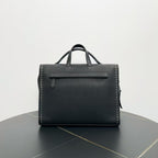 Fendi Black Leather Two-Way Bag -  Designer Handbag