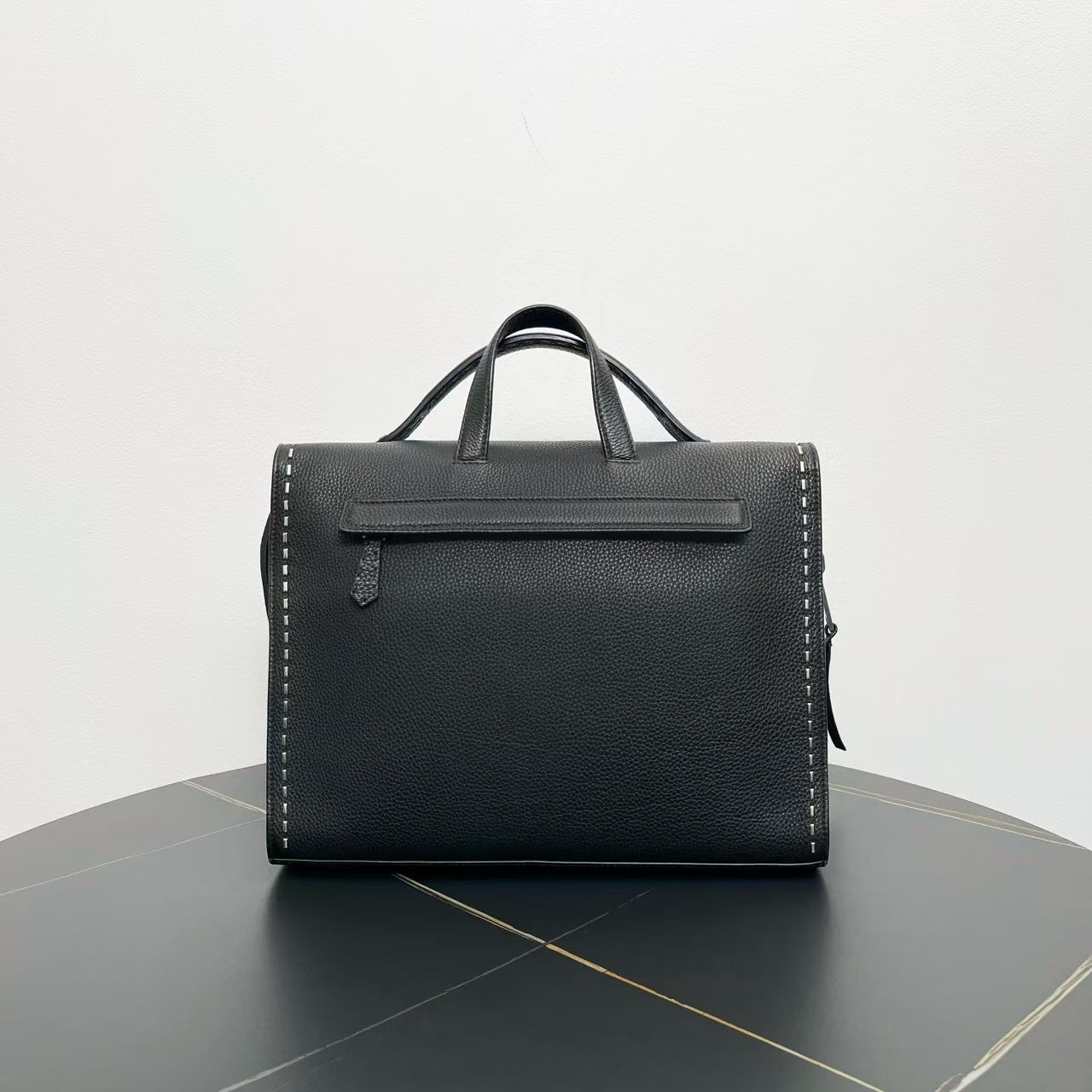 Fendi Black Leather Two-Way Bag -  Designer Handbag