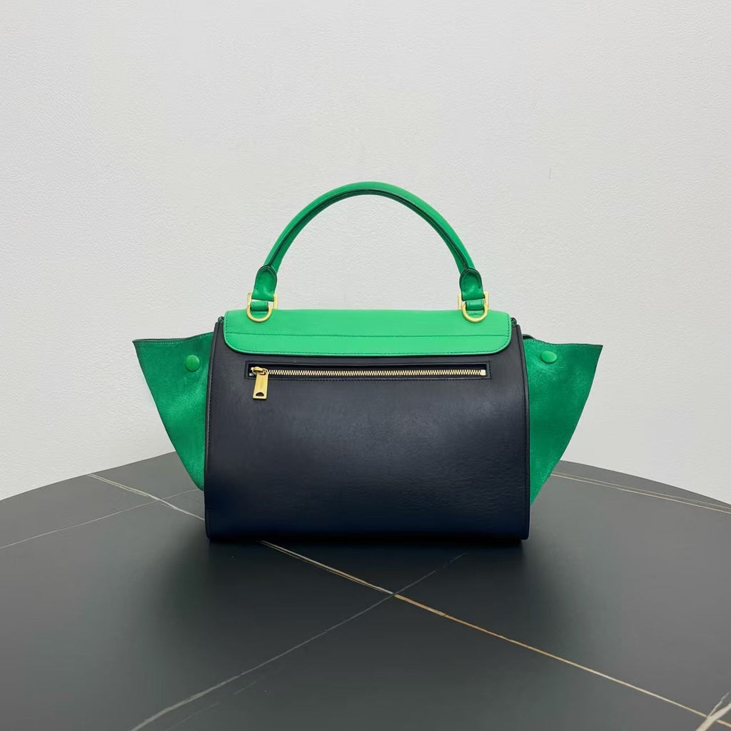 Celine  Two-Way Bag in Green and Black Suede and Leather - Shoulder Bag