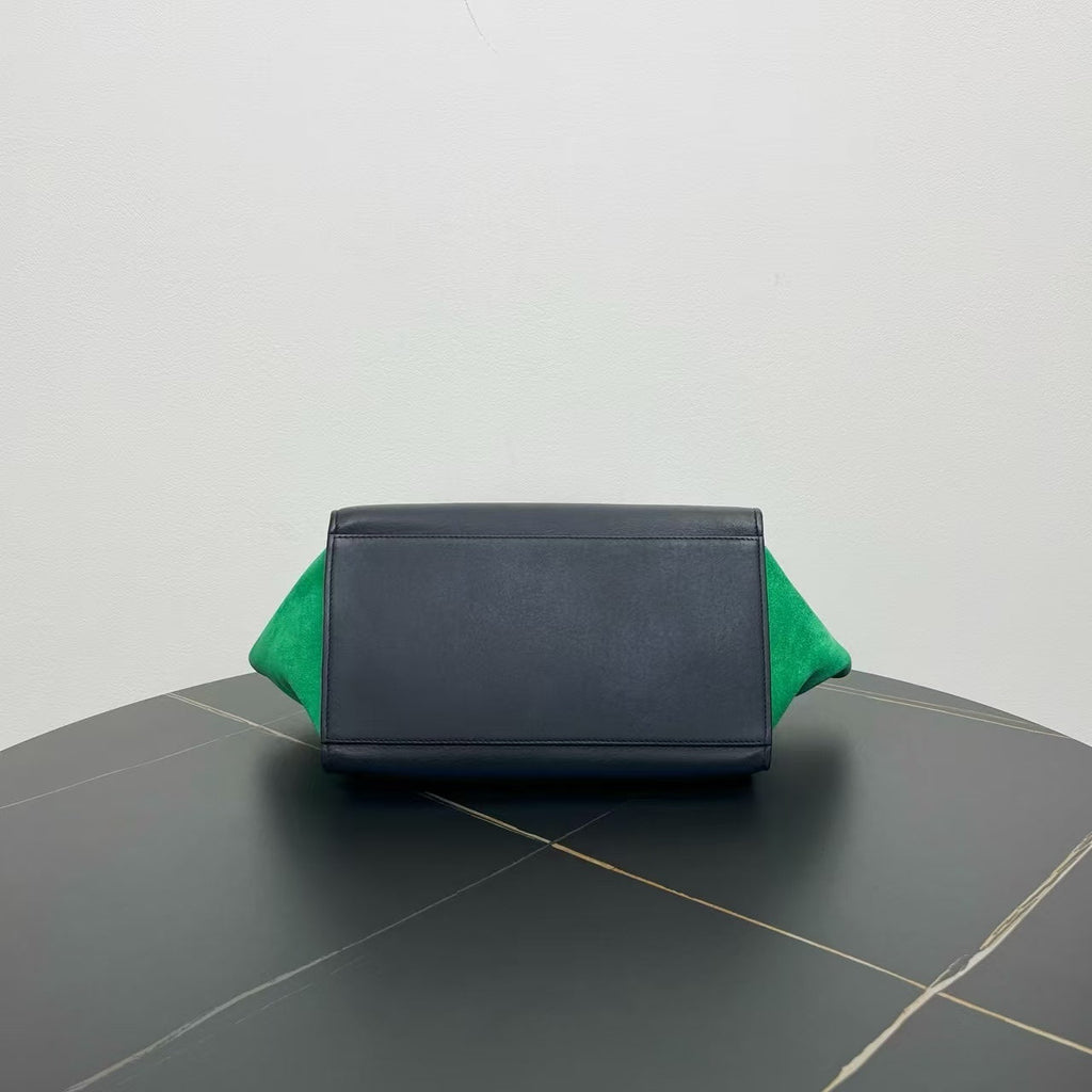 Celine  Two-Way Bag in Green and Black Suede and Leather - Shoulder Bag