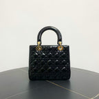 Dior Lady Bag Black Patent Leather Top Handle Bag