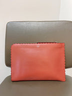 Fendi Monster Clutch Coral Leather Clutch