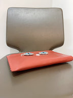 Fendi Monster Clutch Coral Leather Clutch