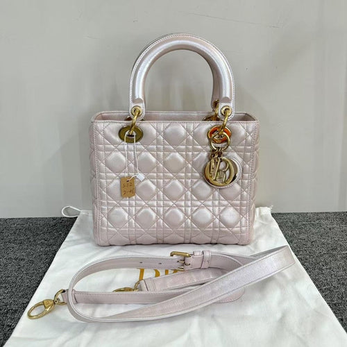 Dior Lady Bag SJZ2-46 Pink Quilted Leather Top Handle Bag