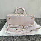 Dior Lady Bag SJZ2-46 Pink Quilted Leather Top Handle Bag