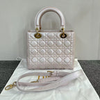 Dior Lady Bag SJZ2-46 Pink Quilted Leather Top Handle Bag
