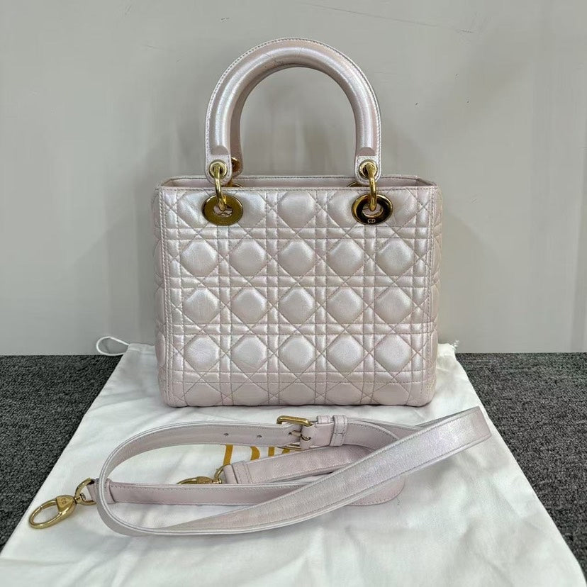 Dior Lady Bag SJZ2-46 Pink Quilted Leather Top Handle Bag