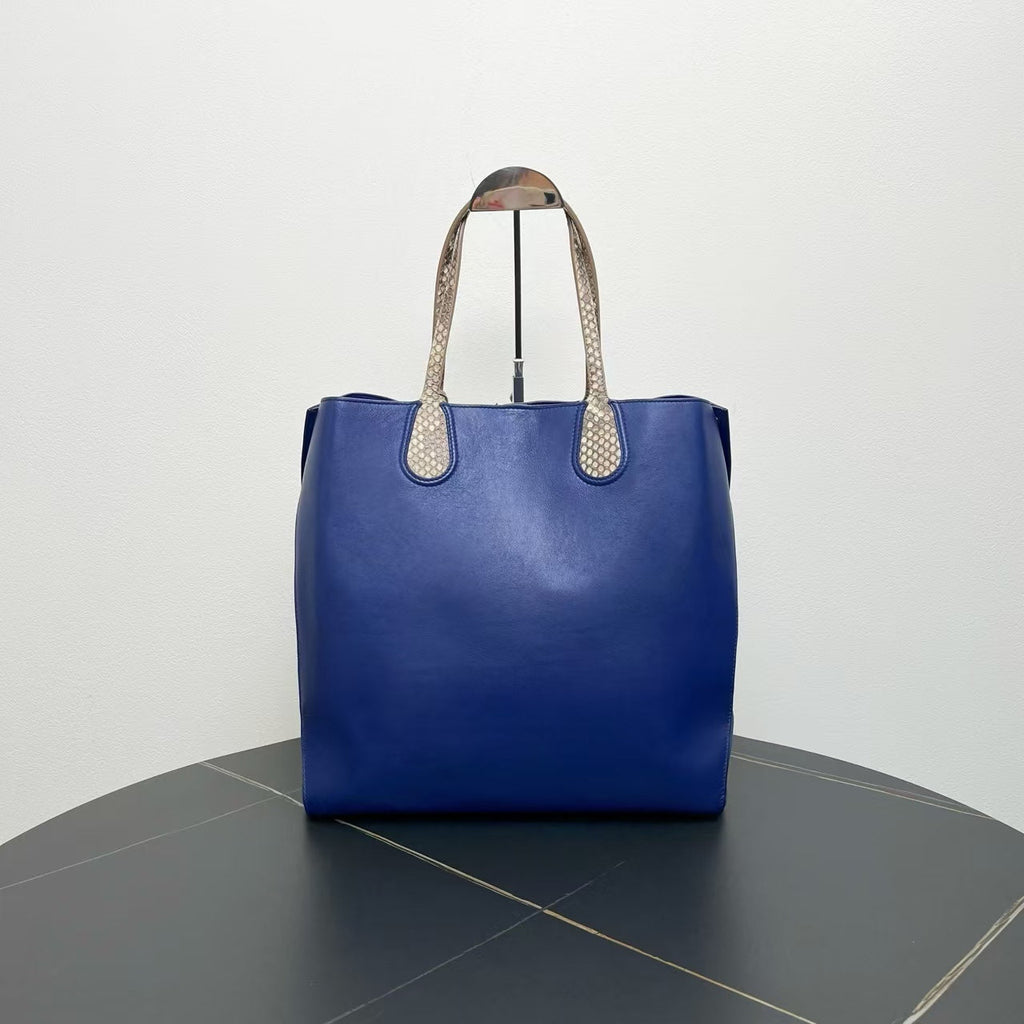 Dior Blue Leather Tote Bag -  Designer Handbag