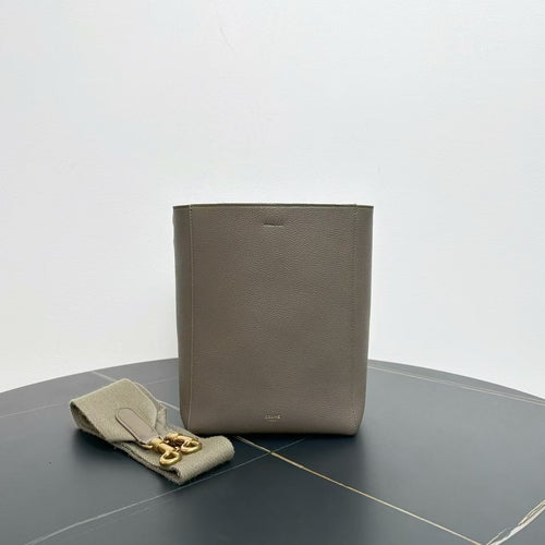 Celine Shoulder Bag Taupe Grained Leather Medium Size