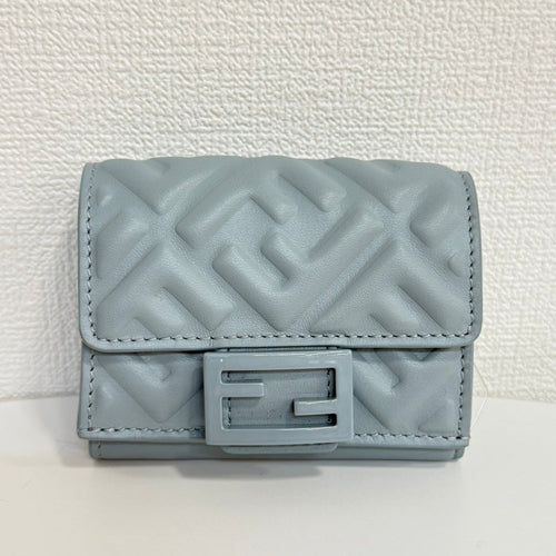 Fendi Zucca Leather Compact Wallet Grey