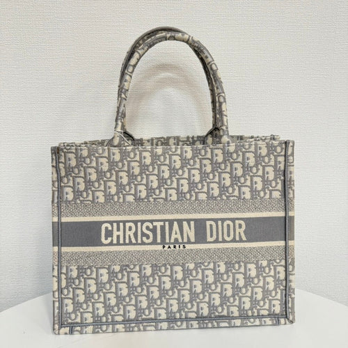 Dior Monogram Canvas Book Tote Medium Grey Tote Bag