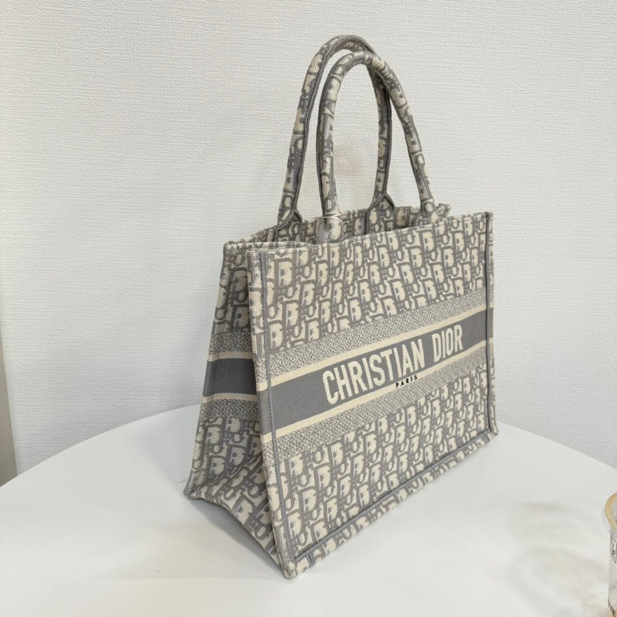Dior Monogram Canvas Book Tote Medium Grey Tote Bag