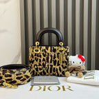 Christian Dior Lady Bag Animal Print Calfskin Leather Top Handle Bag