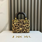 Christian Dior Lady Bag Animal Print Calfskin Leather Top Handle Bag