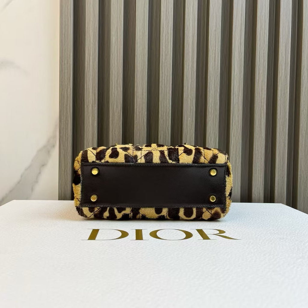 Christian Dior Lady Bag Animal Print Calfskin Leather Top Handle Bag