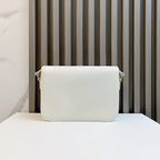 Celine Triomphe Shoulder Bag in White Leather