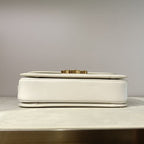 Celine Triomphe Shoulder Bag in White Leather