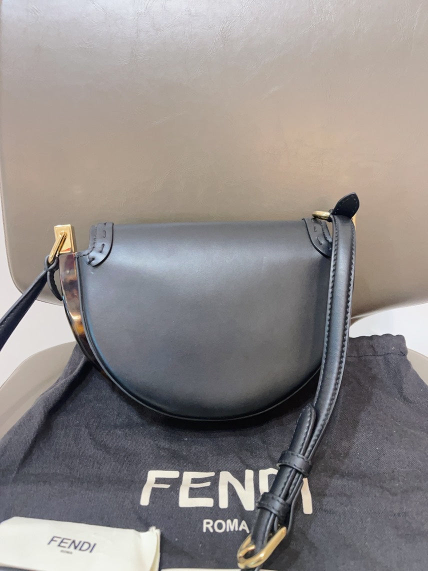 Fendi Moonlight Vit.King Roma Blue Leather Shoulder Bag
