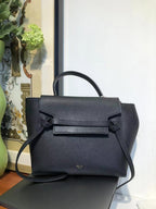 Celine Belt Bag #9C Black Leather Top Handle Medium