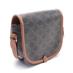 CELINE Falco Medium Triomphe Shoulder Bag PVC Leather Dark Gray Brown