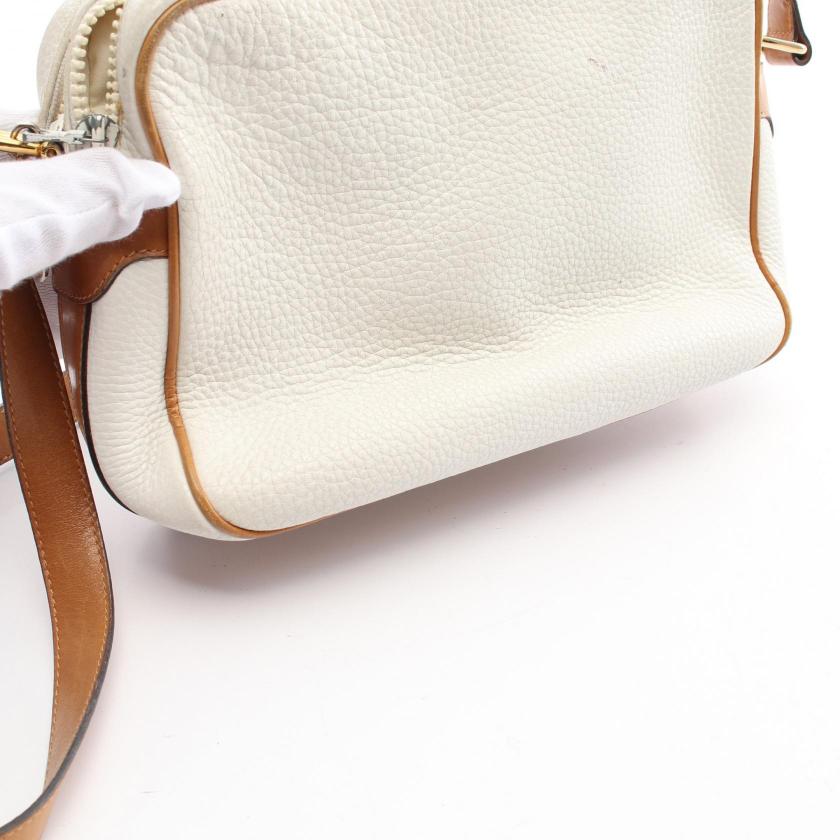 CELINE Shoulder Bag Leather Off White Brown 959214