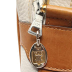 CELINE Shoulder Bag Leather Off White Brown 959214