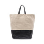 CELINE Vertical Hippopotamus Handbag Beige Black Bicolor Canvas Leather Tote Bag