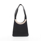 CELINE Black Shoulder Bag with Logo Metal Fittings in Leather