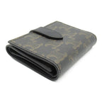 Celine Triomphe Trifold Wallet Black PVC Coated Canvas Leather