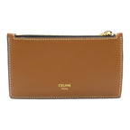 CELINE Triomphe Coin Card Holder Coin Purse Black Brown PVC Coated Canvas Leather