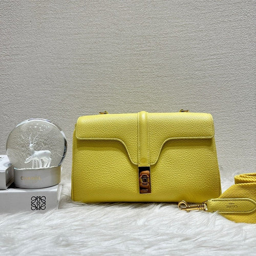 Celine Teen Soft 16 Yellow Leather Satchel Bag