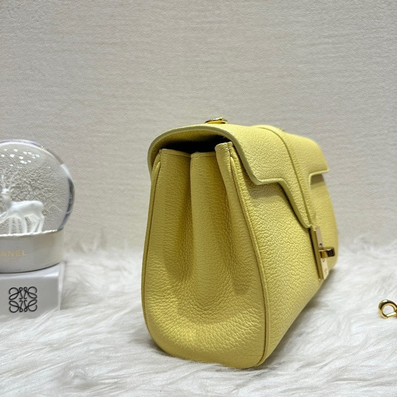 Celine Teen Soft 16 Yellow Leather Satchel Bag