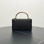 Celine Triomphe Shoulder Bag in Black Monogram Canvas