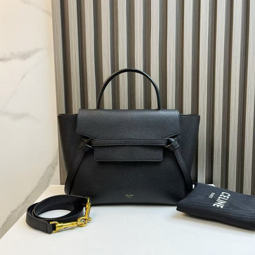 Celine Belt Bag Black Leather Two-Way Satchel