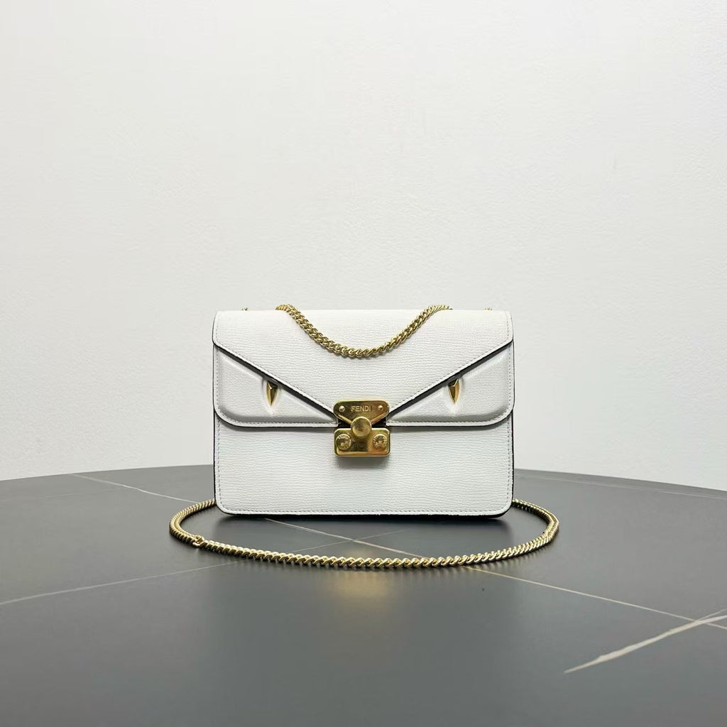 Fendi White Peekaboo Shoulder Bag -