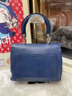 Dior Blue Leather Satchel Bag