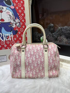 Dior Boston Bag Pink Canvas Top Handle Bag