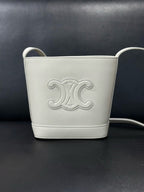 Celine Triomphe Bucket Bag White Leather Medium